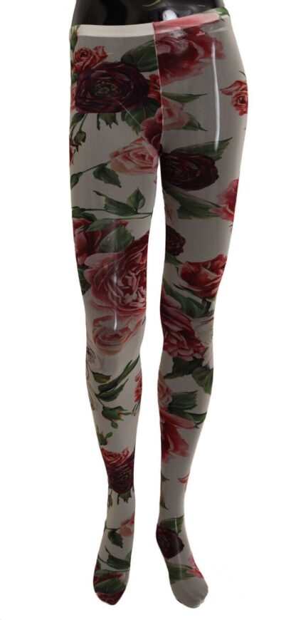 Dolce & Gabbana - Elegant Rose-Printed Mesh Tights