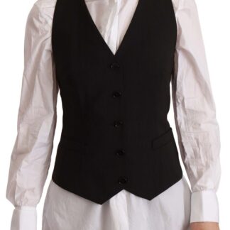 Dolce & Gabbana - Elegant Silk Blend Black Vest Top