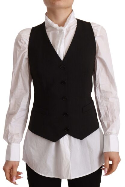 Dolce & Gabbana - Elegant Black Buttoned Vest Top