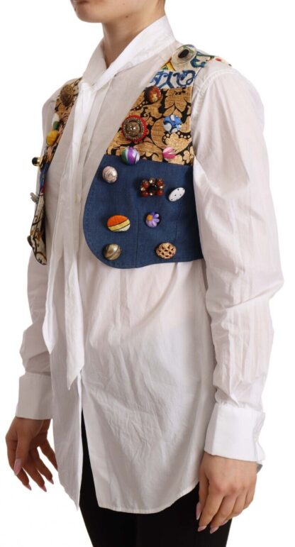 Dolce & Gabbana - Multicolor Cropped Vest Top with Button Accents