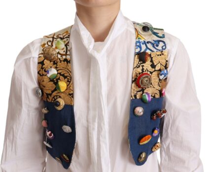 Dolce & Gabbana - Multicolor Cropped Vest Top with Button Accents