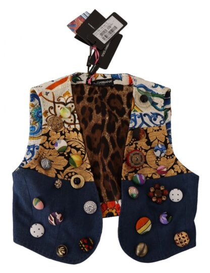 Dolce & Gabbana - Multicolor Cropped Vest Top with Button Accents