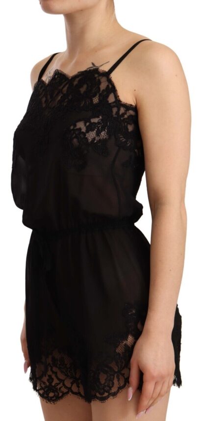 Dolce & Gabbana - Elegant Black Silk Lace Chemise Babydoll