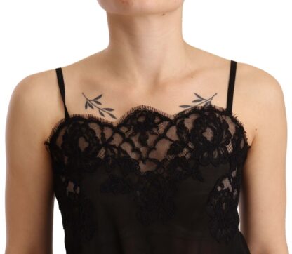 Dolce & Gabbana - Elegant Black Silk Lace Chemise Babydoll