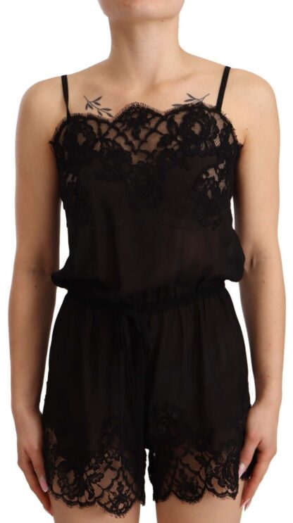 Dolce & Gabbana - Elegant Black Silk Lace Chemise Babydoll