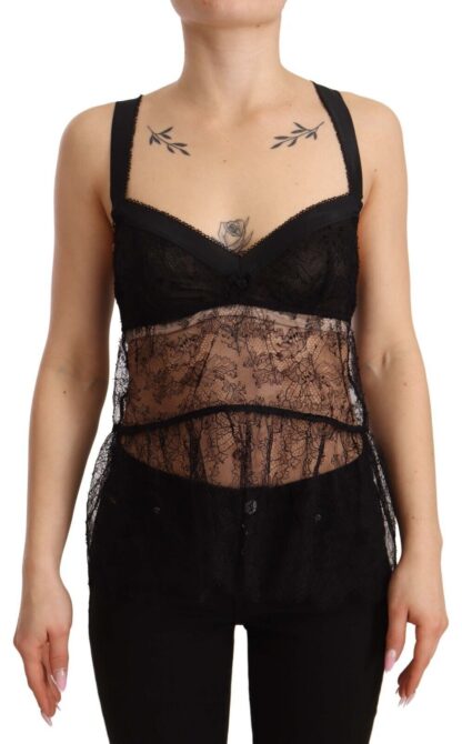 Dolce & Gabbana - Elegant Black Silk Lingerie Chemise