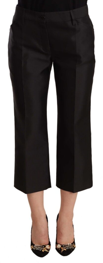 Dolce & Gabbana - Chic Silk Cropped Trousers in Timeless Black