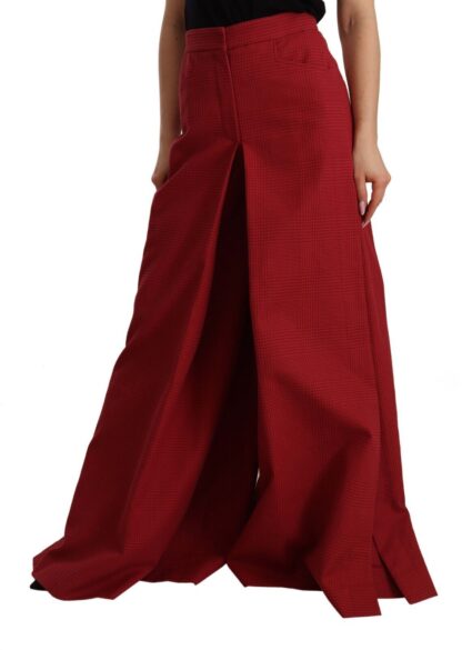 Dolce & Gabbana - Elegant High Waist Wide Leg Pants in Red