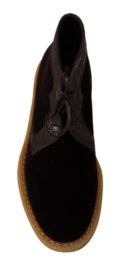 Dolce & Gabbana - Exotic Caiman Leather Ankle Boots in Brown