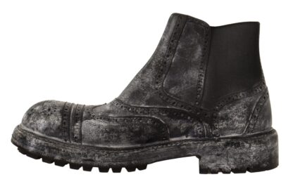 Dolce & Gabbana - Elegant Gray Leather Ankle Boots