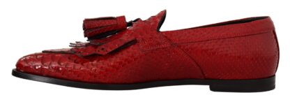 Dolce & Gabbana - Red Exotic Leather Formal Slide Shoes