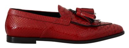 Dolce & Gabbana - Red Exotic Leather Formal Slide Shoes