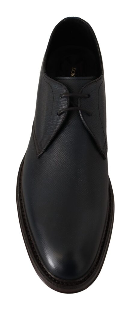 Dolce & Gabbana - Elegant Blue Leather Lace-Up Dress Shoes