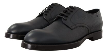 Dolce & Gabbana - Elegant Blue Leather Lace-Up Formal Shoes