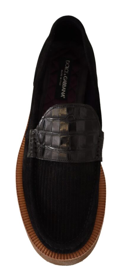 Dolce & Gabbana - Elegant Black Alligator Leather Loafers