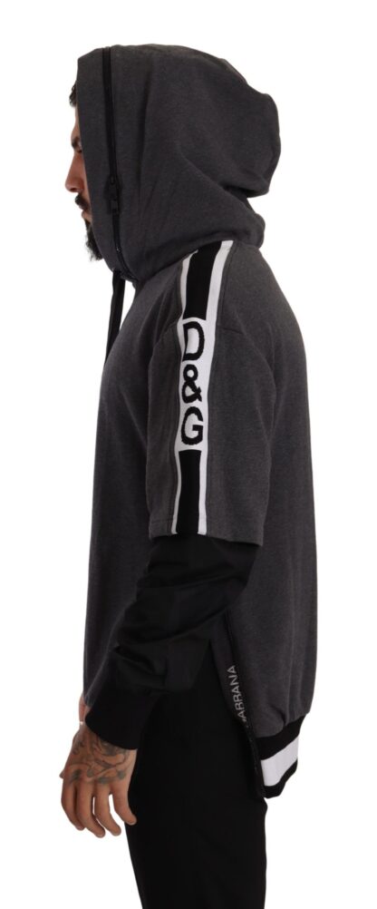 Dolce & Gabbana - Elegant Hooded Black & Gray Pullover Sweatshirt