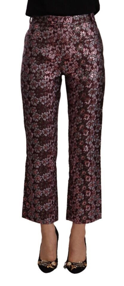 House of Holland - High Waist Jacquard Flared Cropped Trousers