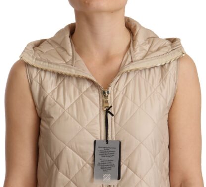 Ermanno Scervino - Beige Hooded Quilted Sleeveless Jacket