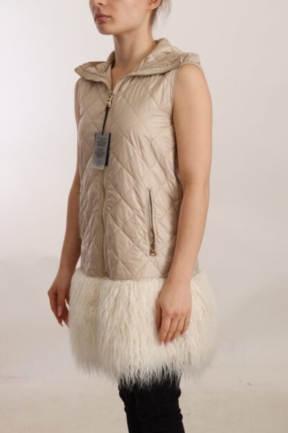 Ermanno Scervino - Beige Hooded Quilted Sleeveless Jacket