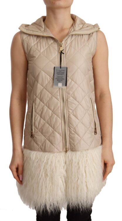 Ermanno Scervino - Beige Hooded Quilted Sleeveless Jacket