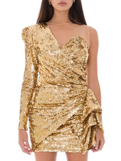 Elisabetta Franchi - Glistening Gold Sequin Evening Dress