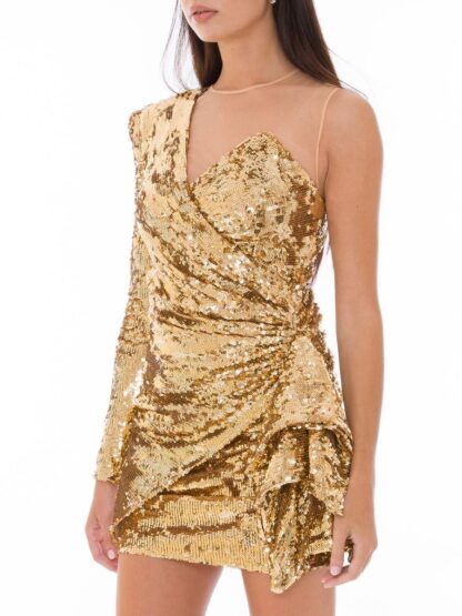 Elisabetta Franchi - Glistening Gold Sequin Evening Dress