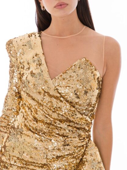 Elisabetta Franchi - Glistening Gold Sequin Evening Dress