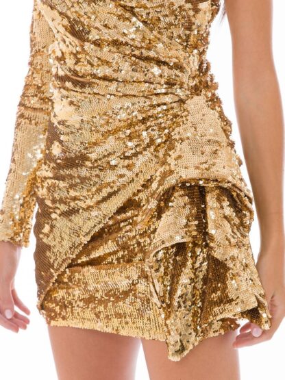 Elisabetta Franchi - Glistening Gold Sequin Evening Dress