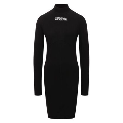 Comme Des Fuckdown - Sleek Cotton Turtleneck Dress with Logo