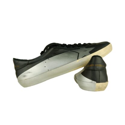 Golden Goose - Elevated Black Leather Sneakers with Silver Accent