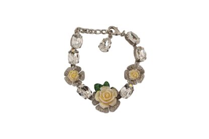 Dolce & Gabbana - Elegant Silver Chain Bracelet with Charms & Crystals