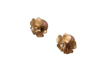 Dolce & Gabbana - Elegant Floral Crystal Pearl Clip-On Earrings