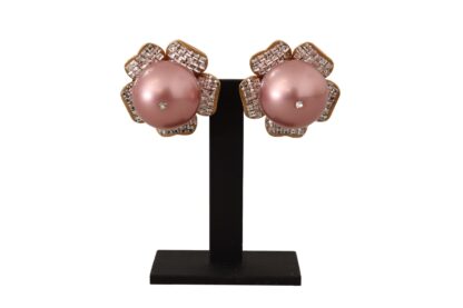 Dolce & Gabbana - Elegant Floral Crystal Pearl Clip-On Earrings