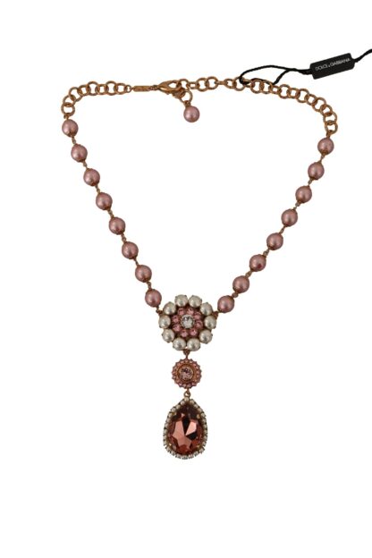 Dolce & Gabbana - Elegant Gold Tone Faux Pearl Charm Necklace