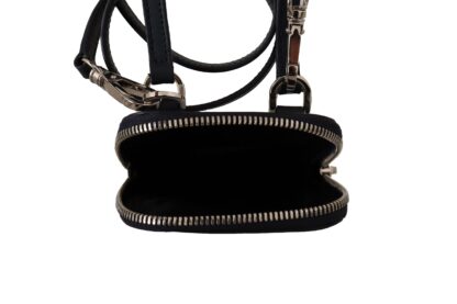 Dolce & Gabbana - Elegant Blue & White Leather Phone Pocket Neck Strap