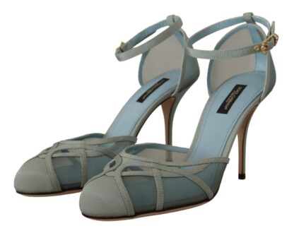 Dolce & Gabbana - Elegant Blue Mesh Ankle Strap Sandals