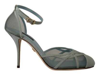 Dolce & Gabbana - Elegant Blue Mesh Ankle Strap Sandals