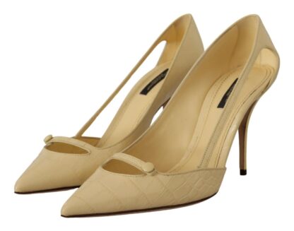 Dolce & Gabbana - Chic Pointed Toe Leather Pumps in Sunshine Yellow