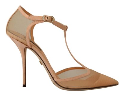 Dolce & Gabbana - Elegant Beige Mesh T-Strap Pumps