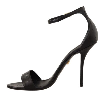 Dolce & Gabbana - Elegant Ostrich Leather Ankle Strap Heels