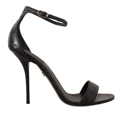 Dolce & Gabbana - Elegant Ostrich Leather Ankle Strap Heels