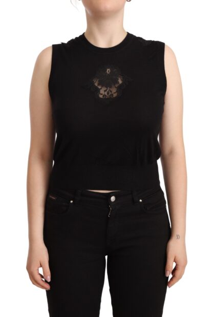 Dolce & Gabbana - Silk Cashmere Sleeveless Top in Chic Black