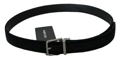 Dolce & Gabbana - Elegant Black Leather Belt with Velvet Interior