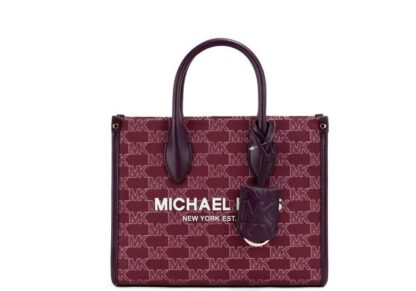 Michael Kors - Mirella Small Mulberry Canvas Top Zip Shopper Tote Crossbody Bag