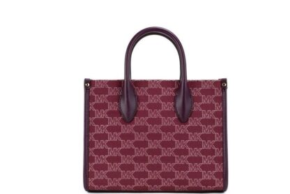 Michael Kors - Mirella Small Mulberry Canvas Top Zip Shopper Tote Crossbody Bag