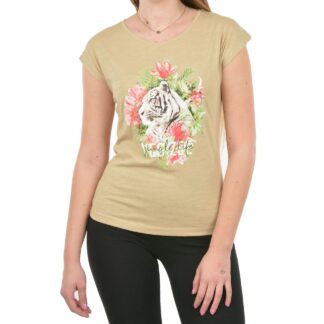 Yes Zee - Chic Printed Cotton Tee with Brass Accent