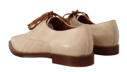 Dolce & Gabbana - Elegant Beige Eel Leather Formal Flats