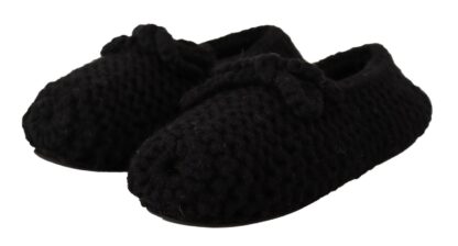 Dolce & Gabbana - Elegant Black Wool Knit Ballet Flats