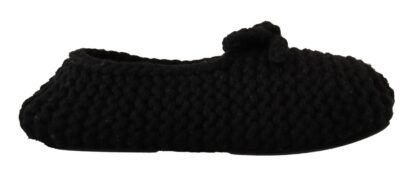 Dolce & Gabbana - Elegant Black Wool Knit Ballet Flats