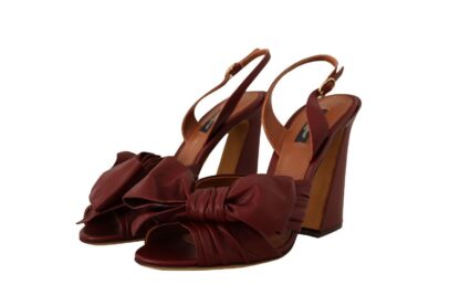 Dolce & Gabbana - Burgundy Bow Applique Leather Heels